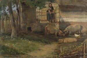 納屋の豚 作： Guillaume Anne van der Brugghen
