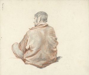 後ろから見た座っている男性 作： Guillaume Anne van der Brugghen