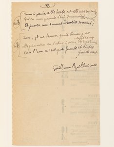 「逸話的な生命。「国際連盟の賛美歌。タバコ。」、1918年8月15日 作： Guillaume Apollinaire