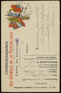 1915年7月31日、ジーンモレット宛のサイン入りハガキ 作： Guillaume Apollinaire