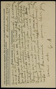1915年9月16日付のジーンモレット宛のサイン入りハガキ 作： Guillaume Apollinaire