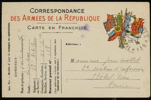 ジャン・モレットへのポストカード、1915 作： Guillaume Apollinaire
