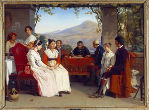 イタリアの社会"1831年のイタリアにおける結婚契約" ギヨーム・ボディニエ（1795-1872）の絵画 1831年 日10x1,38 m 作： Guillaume Bodinier