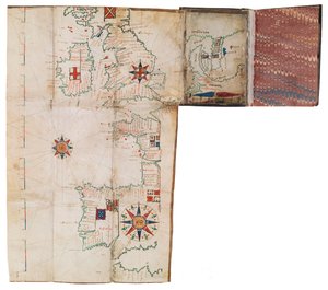 ポケット地図と航海暦、1546年頃（ヴェラム） 作： Guillaume Brouscon