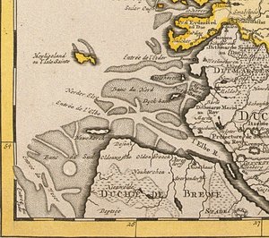 デンマークの地図からのヘリゴランドの詳細、1730
