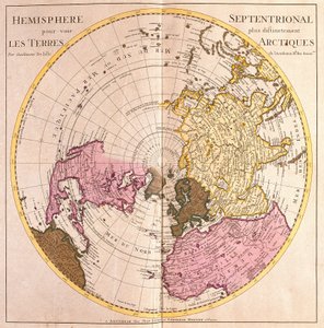 北半球の地図、北極の土地の説明（強い水 作： Guillaume Delisle