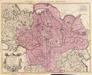 タルタリア(中央アジア、シベリア、トルキスタン、モンゴル、満州)の地図(銅版画)