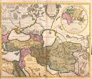 カスピ海周辺諸国(ロシア、アルメニア、ペルシャ、カザフスタン、トルクメニスタン)の地図(エッチング)