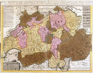 スイス連邦の地図（エッチング 作： Guillaume Delisle