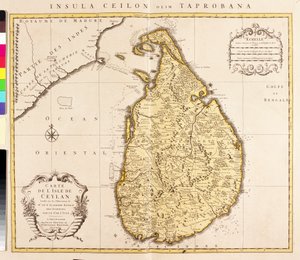 セイロン島(スリランカ)の地図(エッチング)