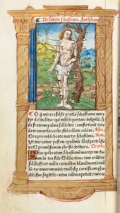 ローマ版時祷書：102v、聖セバスティアヌス 作： Guillaume Le Rouge
