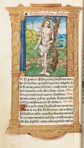 ローマ版時祷書：102v、聖セバスティアヌス 作： Guillaume Le Rouge