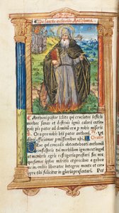 ローマ版時祷書：104v、聖アンソニー大修道院長 作： Guillaume Le Rouge