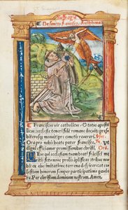 ローマ版時祷書：106v、アッシジの聖フランチェスコ 作： Guillaume Le Rouge