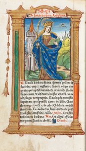 印刷時祷書（ローマ使用）：フォール110v、聖バルバラ 作： Guillaume Le Rouge
