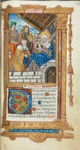 印刷時祷書（ローマ使用）：フォール38r、マギの礼拝 作： Guillaume Le Rouge