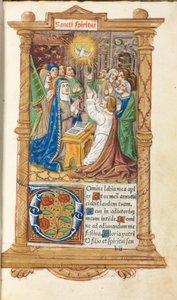 印刷時祷書（ローマ使用）：フォール58r 聖霊降臨祭 作： Guillaume Le Rouge