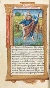 印刷された時間の本ローマの使用：fol。 101v、セントクリストファー、1510。 作： Guillaume Le Rouge
