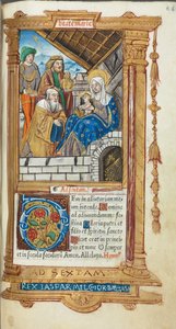 印刷された時間の本ローマの使用：fol。 38r、マギの礼拝、1510年。 作： Guillaume Le Rouge