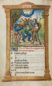 印刷された時間の本ローマの使用：fol。 4v、3月のカレンダーのイラスト、1510年。 作： Guillaume Le Rouge