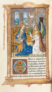 ローマの印刷された時間の使用：fol。 60v、受胎告知、1510年。 作： Guillaume Le Rouge