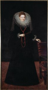 ジェノバの貴婦人の肖像 絵画 Guilliam Van Deynen (1575-1624) 1610 Dim 225x120 cm Musei di Strada Nuova (ex Palazzo Bianco) Genes, Italy 作： Guilliam van Deynen