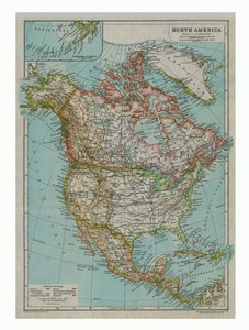 北アメリカの地図、c1910 作： Gull Engraving Company