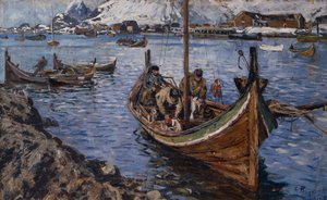漁船、ロフォーテン諸島 作： Gunnar Berg