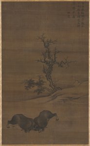 風景の中の群れとバッファロー