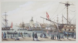 コペンハーゲンのトールボーデンにあるデンマークの軍艦とスウェーデンのチャラップ 作： Gustaf Boberg