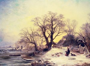 冬のコテージの外の風景 作： Gustaf Fredrik Rydberg