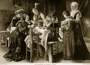 マーティンルーサーの少年時代、「ハッチンソンのイギリス国民の物語」、1923年頃のイラスト 作： Gustav Adolph Spangenberg