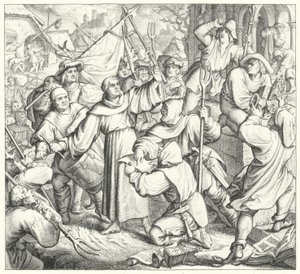 反乱軍と農民戦争に対して説教するマルティン・ルター（版画 作： Gustav Ferdinand Leopold Konig