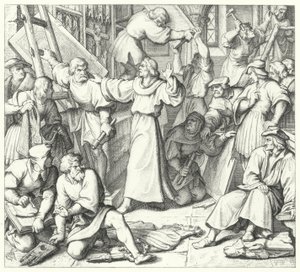 ヴィッテンベルクでイコノクラストを制止するマルティン・ルター(エングレーヴィング) 作： Gustav Ferdinand Leopold Konig