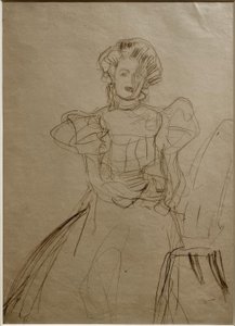 Portrait Sonja Knips-正面から椅子に座っている 作： Gustav Klimt