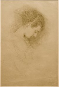 頭を右に下げた少女の半身像 作： Gustav Klimt