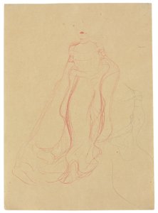 両手を合わせた衣装の習作、右側の反復、1903-04年頃（バフ紙にワックス・クレヨン、鉛筆で彩色） 作： Gustav Klimt