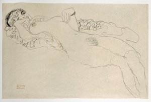 左を向いた女性ヌード 作： グスタフ・クリムト