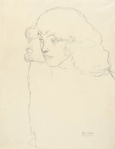 1913年の4分の3の横顔の少女の半身像 作： Gustav Klimt