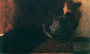 暖炉のある女性 作： Gustav Klimt