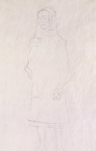 マダ・プリマヴェシ、1925年頃（光沢のある和紙に鉛筆） 作： Gustav Klimt
