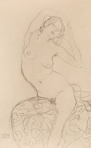着席ヌード、1914～1916年頃。 作： Gustav Klimt