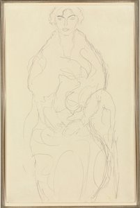 1917〜18年頃の正面から着席した女性 作： Gustav Klimt