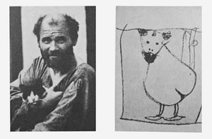 性器としての自画像、1915年頃（リトグラフ） 作： Gustav Klimt