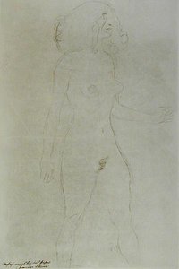 スタンディングヌード（紙に鉛筆）（モノクロ写真 作： Gustav Klimt