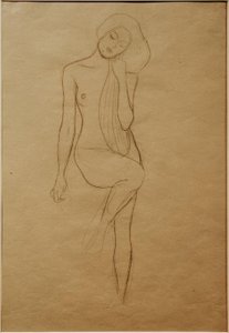 右足を上げた立っているヌードの女性 作： Gustav Klimt