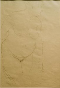 少し右側に立っている太った女性のヌード（研究） 作： Gustav Klimt