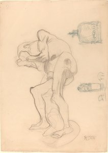 拳を握りしめる裸の老婆の習作と2つの装飾品 作： Gustav Klimt