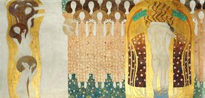 ベートーベンフリーズ、詳細：芸術、楽園の合唱、抱擁、1902 作： Gustav Klimt