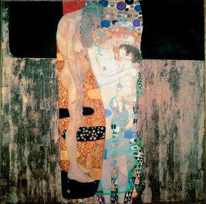女性の3つの年齢 グスタフ・クリムト（1862-1918）の絵画 1905年 薄暗い。180x180 cm ローマ、近代美術館ガレリア 作： Gustav Klimt
